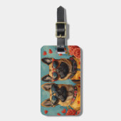 ベルギーマリノイとハートバラバレンタインデー ラゲッジタグ (正面縦)