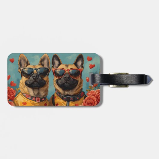 ベルギーマリノイとハートバラバレンタインデー ラゲッジタグ (裏面横)