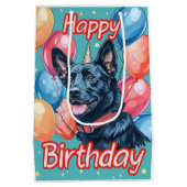 ベルギーマリノイとバルーン誕生日 ミディアムペーパーバッグ (裏面)