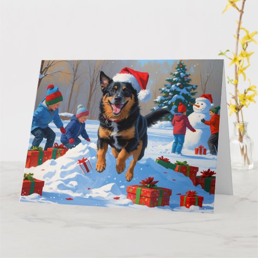 ベルギーマリノイクリスマスフェスティバル雪のシーン カード (黄色い花)