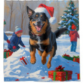 ベルギーマリノイクリスマスフェスティバル雪のシーン シャワーカーテン (正面)