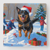 ベルギーマリノイクリスマスフェスティバル雪のシーン スクエア壁時計 (正面)