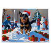 ベルギーマリノイクリスマスフェスティバル雪のシーン ラージペーパーバッグ (正面)