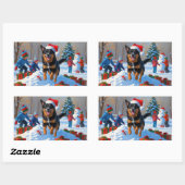 ベルギーマリノイクリスマスフェスティバル雪のシーン 長方形シール (シート)