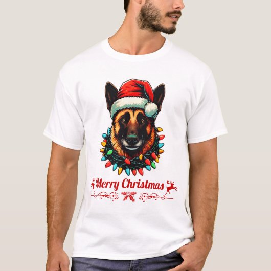 ベルギーマリノイスクリスマスハットクリスマス Tシャツ (正面)