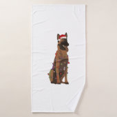 ベルギーマリノイスクリスマスライトクリスマスドッグ恋人 バスタオル (バスタオル)