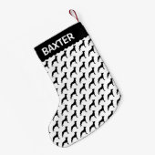 ベルギーマリノイスドッグシルエット スモールクリスマスストッキング (裏面 (吊り時))