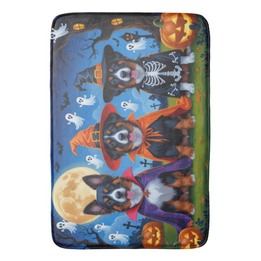 ベルギーマリノイスドッグスパンプキンハロウィンおもしろい バスマット (正面縦)