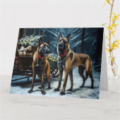 ベルギーマリノイスノーリークリスマスデコール カード (黄色い花)