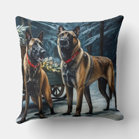 ベルギーマリノイスノーリークリスマスデコール クッション (裏面)