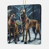 ベルギーマリノイスノーリークリスマスデコール セラミックオーナメント (左)