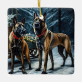 ベルギーマリノイスノーリークリスマスデコール セラミックオーナメント (正面)