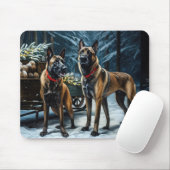 ベルギーマリノイスノーリークリスマスデコール マウスパッド (マウス)