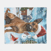 ベルギーマリノイドウィンターワンダーランドクリスマス フリースブランケット (正面(横))