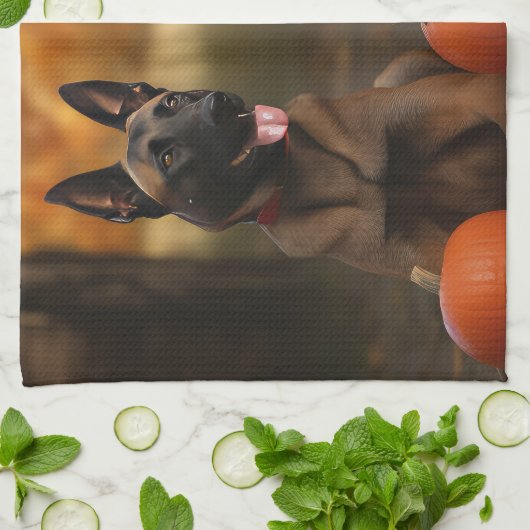 ベルギーマリノイパピーオータムデライトカボチャ キッチンタオル (折り畳み)