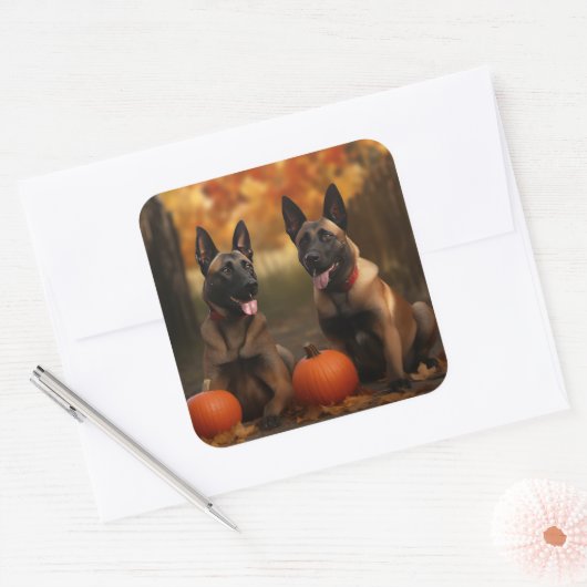 ベルギーマリノイパピーオータムデライトカボチャ スクエアシール (封筒)