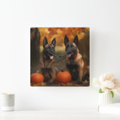 ベルギーマリノイパピーオータムデライトカボチャ スクエア壁時計 (ホーム)