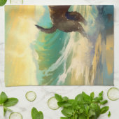 ベルギーマリノイビーチサーフィン絵画ズ キッチンタオル (折り畳み)