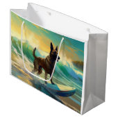 ベルギーマリノイビーチサーフィン絵画ズ ラージペーパーバッグ (正面アングル)