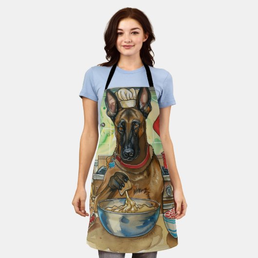 ベルギーマリノイホリデーベーキング:フェスティバルクリスマス エプロン (着用した状態)