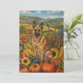 ベルギーマリノイ犬の秋の収穫感謝祭 シーズンカード (スタンド正面)