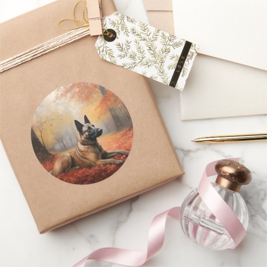 ベルギーマリノイin紅葉秋インスパイア ラウンドシール (ギフト)