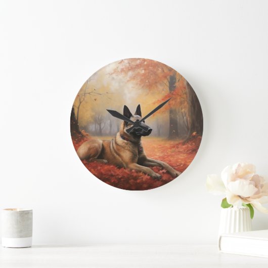 ベルギーマリノイin紅葉秋インスパイア ラージ壁時計 (ホーム)