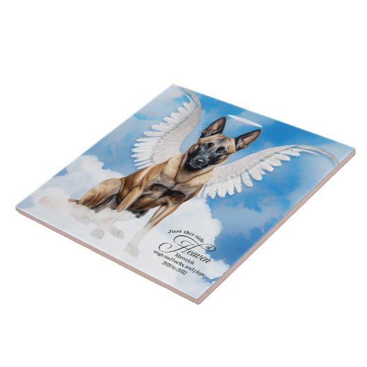 ベルギーマリノワエンジェルパーソナライズされたペット記念館 タイル (側面)