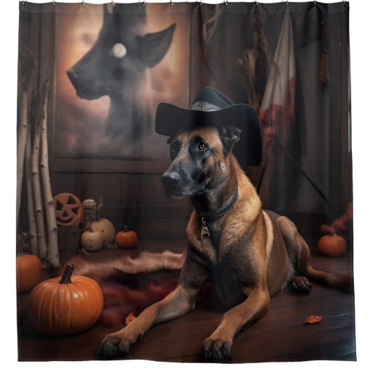 ベルギーマリノワカボンプキンハロウィンホラー シャワーカーテン (正面)