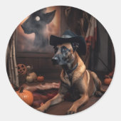 ベルギーマリノワカボンプキンハロウィンホラー ラウンドシール (正面)