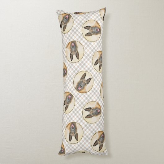 ベルギーマリノワシェパード・マホガ絵を描ニーの芸術 ボディピロー (裏面 (縦))