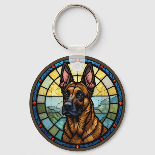 ベルギーマリノワステンドグラススタイルイラストレーション キーホルダー (正面)
