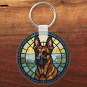 ベルギーマリノワステンドグラススタイルイラストレーション キーホルダー (正面)