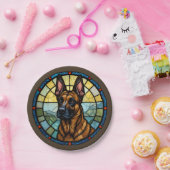 ベルギーマリノワステンドグラススタイルイラストレーション ペーパープレート (パーティー)