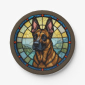 ベルギーマリノワステンドグラススタイルイラストレーション ペーパープレート (正面)