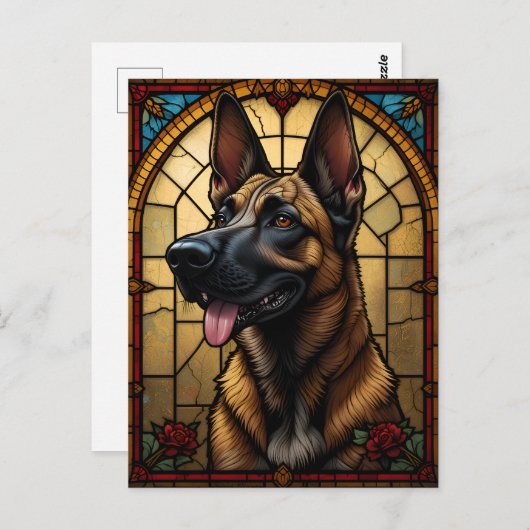 ベルギーマリノワステンドグラススタイルイラストレーション ポストカード (正面/裏面)