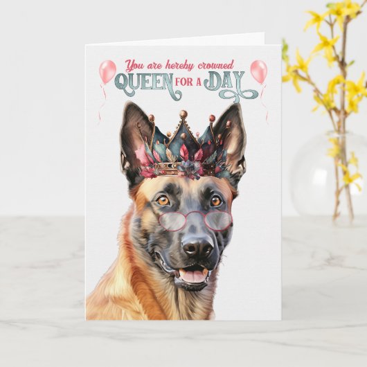 ベルギーマリノワドッククイーンフォーおもしろいデイ誕生日 カード (黄色い花)