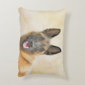 ベルギーマリ絵画ノワさんの – かわいいオリジナルドッグアート アクセントクッション (裏面(縦))