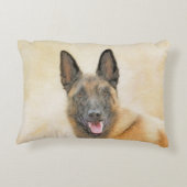 ベルギーマリ絵画ノワさんの – かわいいオリジナルドッグアート アクセントクッション (裏面)