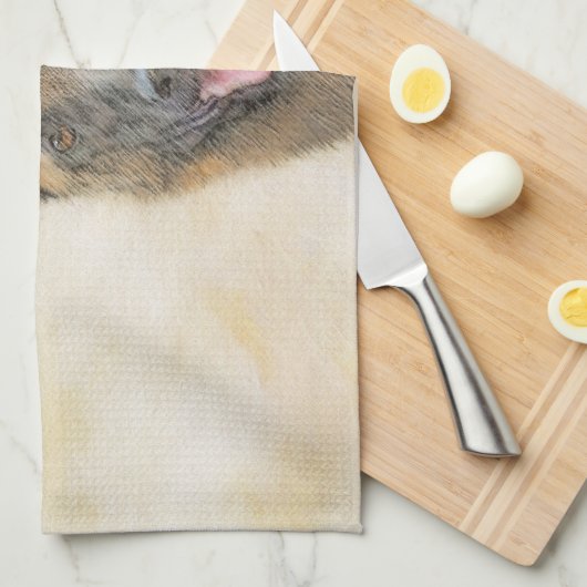 ベルギーマリ絵画ノワさんの – かわいいオリジナルドッグアート キッチンタオル (四つ折り)