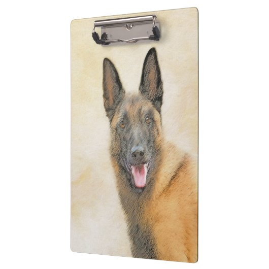 ベルギーマリ絵画ノワさんの – かわいいオリジナルドッグアート クリップボード (左)