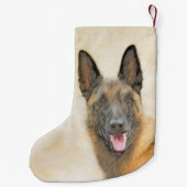 ベルギーマリ絵画ノワさんの – かわいいオリジナルドッグアート スモールクリスマスストッキング (裏面)