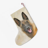 ベルギーマリ絵画ノワさんの – かわいいオリジナルドッグアート スモールクリスマスストッキング (裏面 (吊り時))