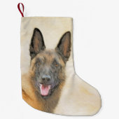 ベルギーマリ絵画ノワさんの – かわいいオリジナルドッグアート スモールクリスマスストッキング (正面)