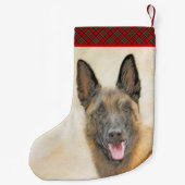 ベルギーマリ絵画ノワさんの – かわいいオリジナルドッグアート スモールクリスマスストッキング (裏面)