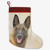 ベルギーマリ絵画ノワさんの – かわいいオリジナルドッグアート スモールクリスマスストッキング (正面)