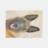 ベルギーマリ絵画ノワさんの – かわいいオリジナルドッグアート フリースブランケット (正面(横))