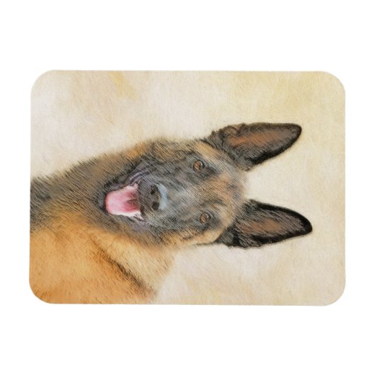 ベルギーマリ絵画ノワさんの – かわいいオリジナルドッグアート マグネット (横)