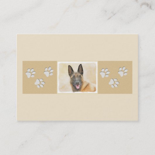 ベルギーマリ絵画ノワさんの – かわいいオリジナルドッグアート 名刺 (裏面)