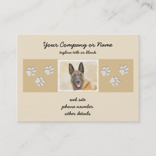 ベルギーマリ絵画ノワさんの – かわいいオリジナルドッグアート 名刺 (正面)